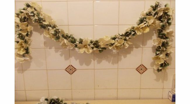 shimmers CHRISTMAS FLOWER GARLAND in gold [6 foot] with 20 led lights